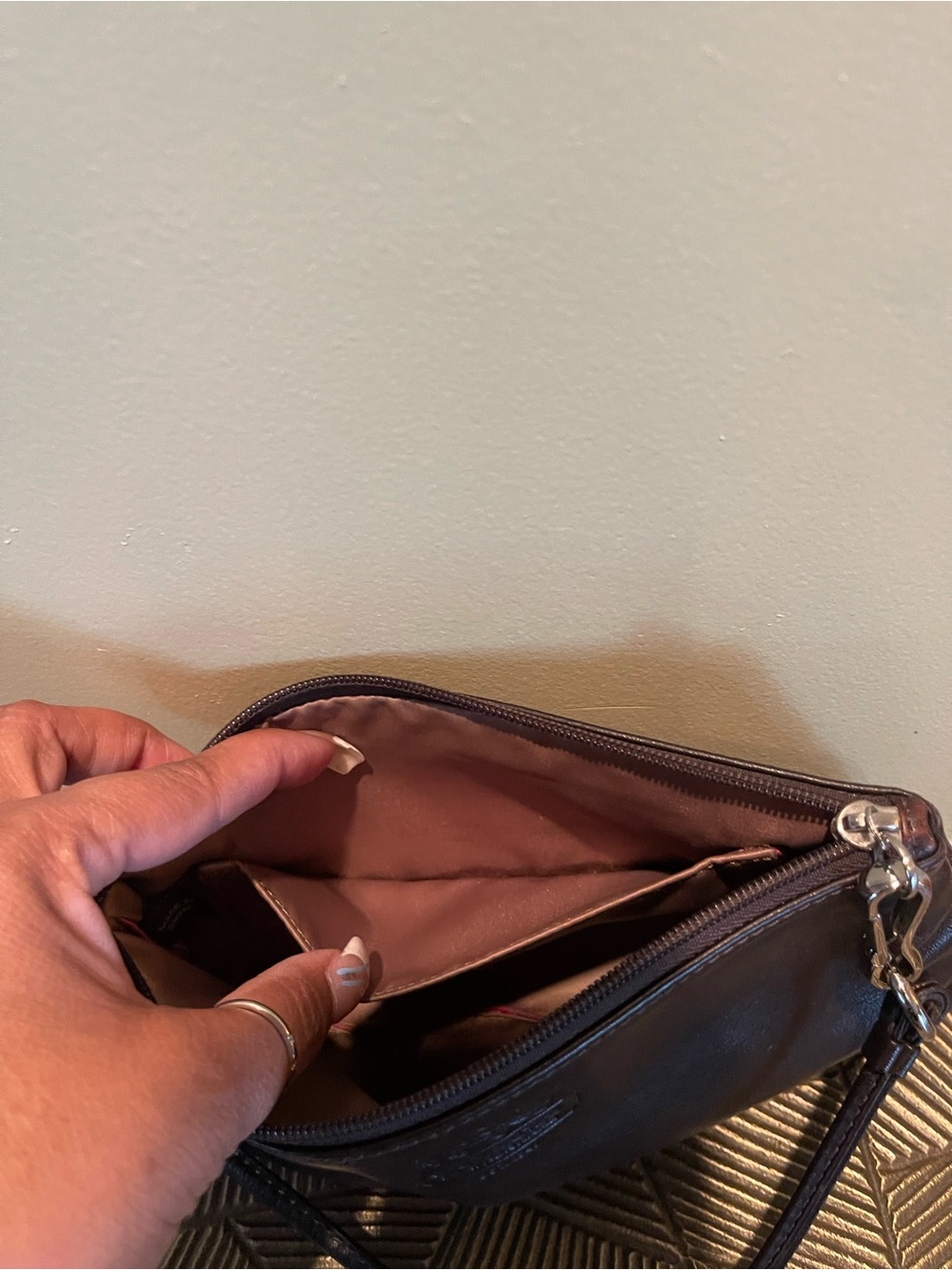 COACH Dark Brown Leather Shoulder Clutch - Picture 6 of 8